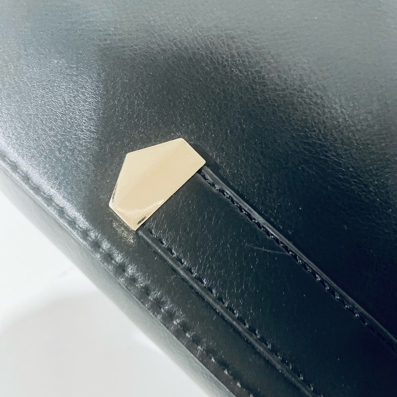CORELLI | Black cute clutch with gold detail and long leather removable strap - Picture 7 of 8